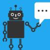 graphic of robot with chat bubble