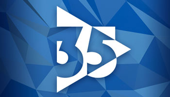A stylized version of the number 35, indicating 35 years of innovation at Lam Research