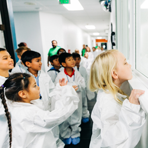 Children visiting a lab