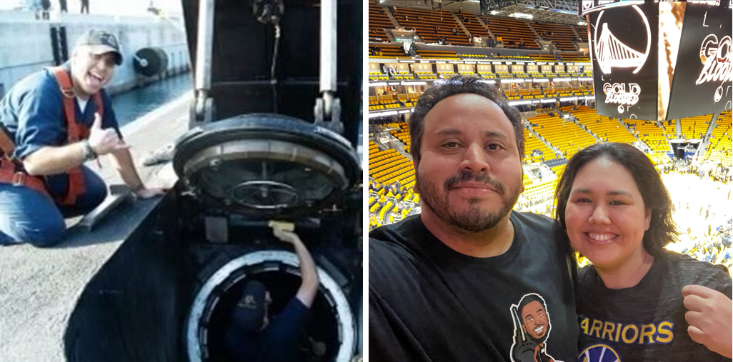 Jose Gutierrez collage - working on a car and at a basketball game