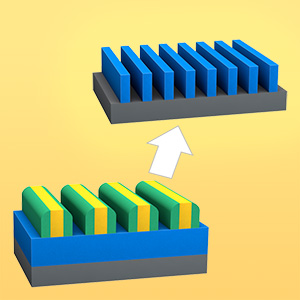 A cartoon rendering showing how an integrated circuit increases in complexity with multiple patterning