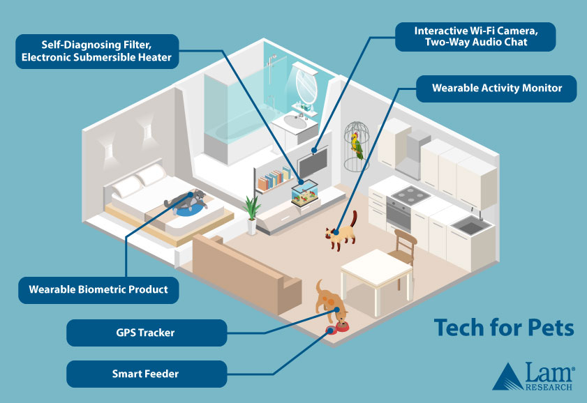 graphic of home technology for monitoring pets