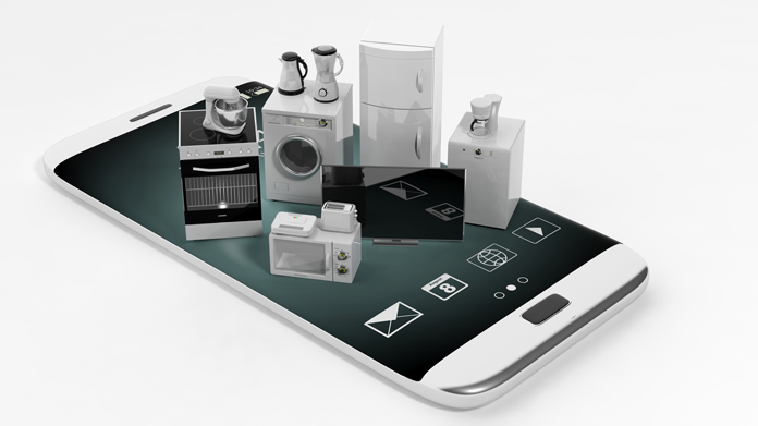 graphic of household appliances and smart phone