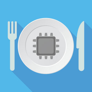 graphic of place setting with computer chip
