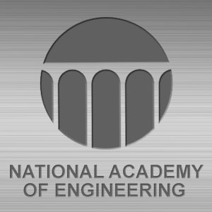 The logo of the National Academy of Engineering, which is an abstraction of a high-arched bridge.