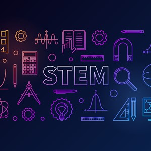 STEM graphic with icons