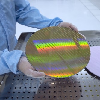 A silicon wafer with many chips